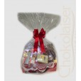 Cesta feminina, necesser de paetê, spray antisséptico, Lily desodorante, Lily creme (pote grande), Toalha de banho